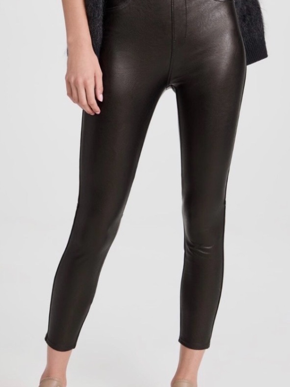 Spanx Faux Leather Black Skinny Ankle Leggings